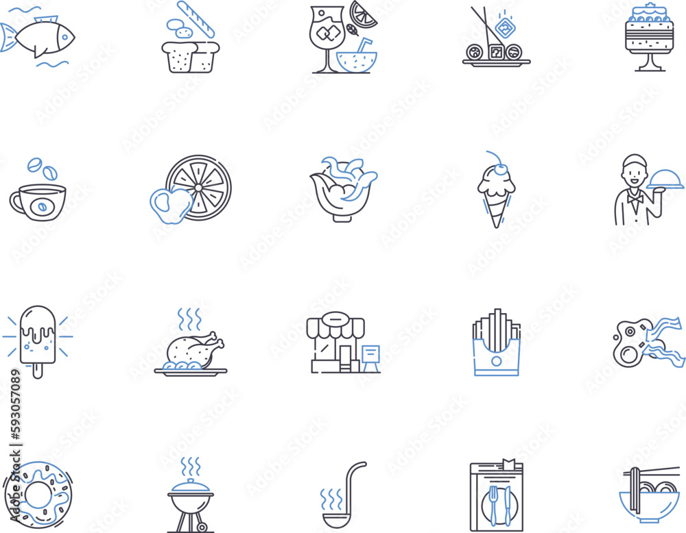 Food production outline icons collection. Food, Production, Agriculture, Livestock, Processing, Crop, Dietary vector and illustration concept set. Farming, Farming Equipment, Industry linear signs
