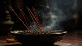 burning incense close up Generated AI