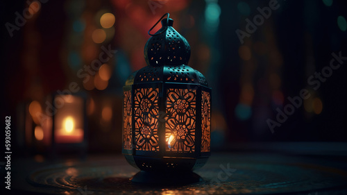 Eid al-adha design with golden decorative lanterns