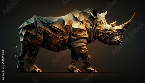 Rhinoceros animal abstract wallpaper. Contrast background Rhino in vivid colors generative ai © Roman
