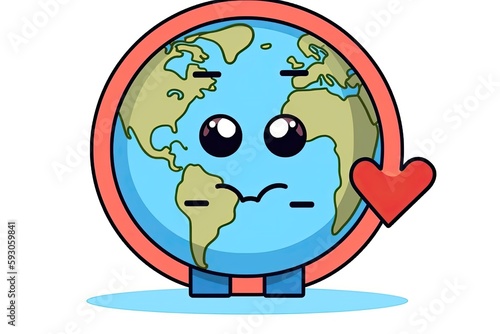 forlorn planet earth with a red heart. Generative AI
