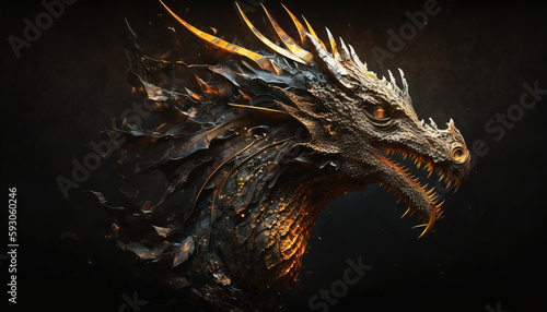 Dragon animal abstract wallpaper. Contrast background mythical creature in vivid colors generative ai