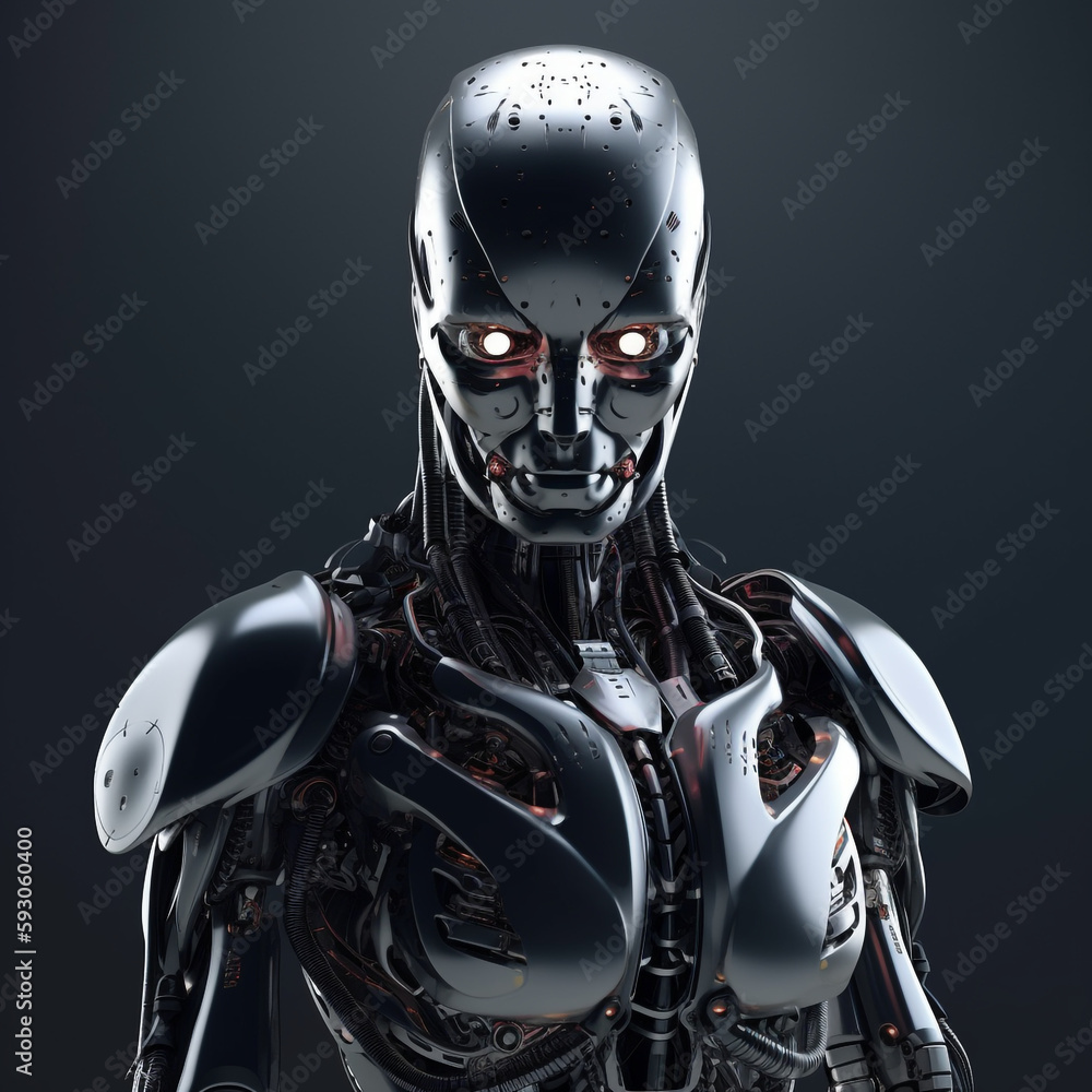 Futuristic robot with artificial intelligence