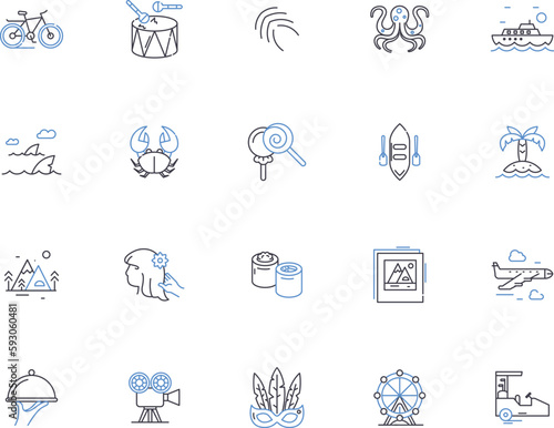 Asian culture outline icons collection. Asian, Culture, Traditions, Customs, Religion, Music, Art vector and illustration concept set. Dance, Cuisine, Languages linear signs
