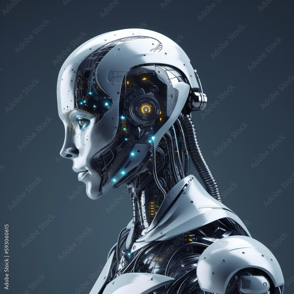 Futuristic robot with artificial intelligence Futuristic robot with artificial intelligence