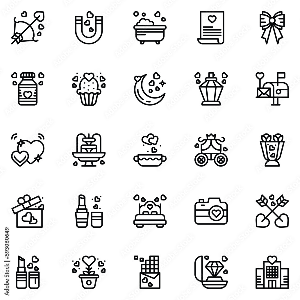 Set of love Icons. Line art Vector illustration. Set of love Icons. Line art Vector illustration.