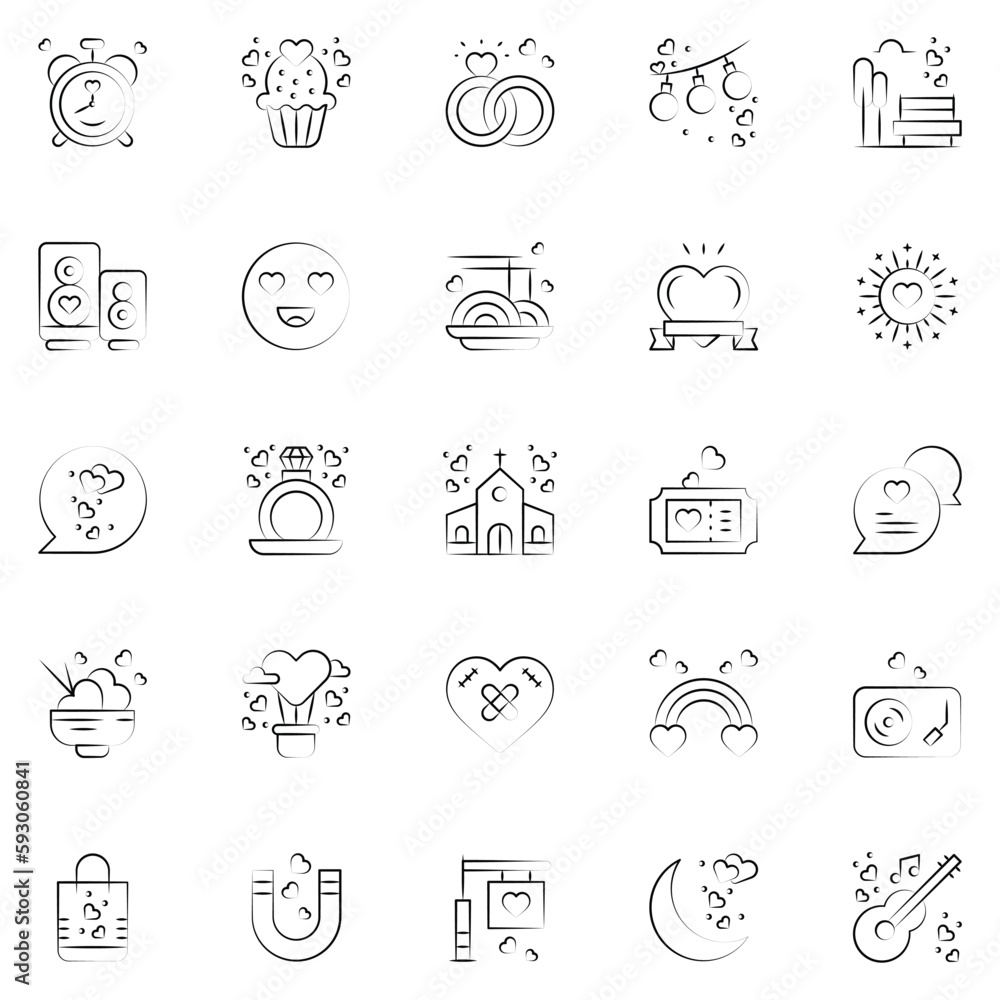 A set pack of Love icons set. The collection includes for mobile app. web design. in a moment of celebration. Valentine's Day.