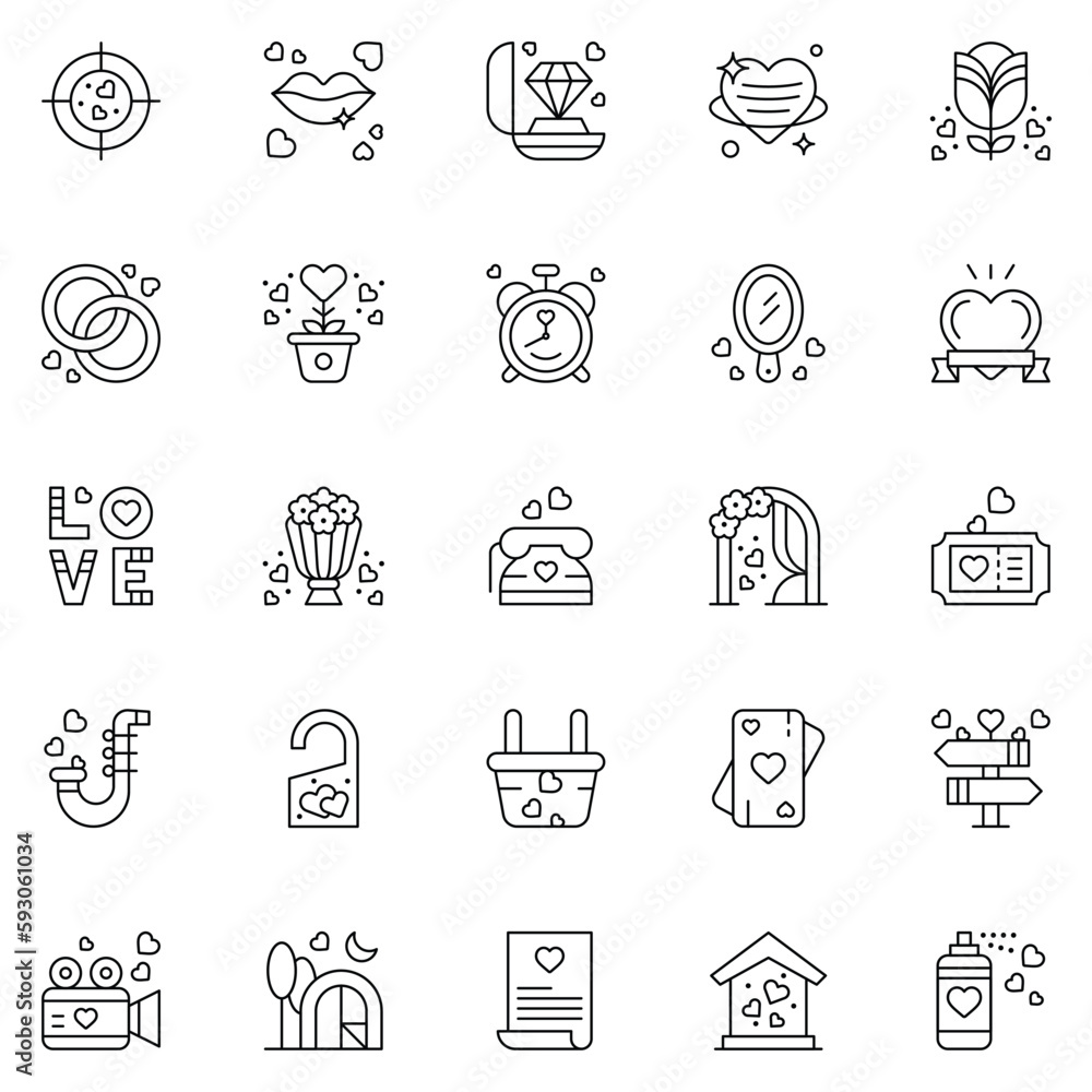 Set of love Icons. Line art Vector illustration. Set of love Icons. Line art Vector illustration.