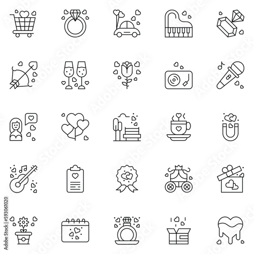 Set of wedding icons. web icons bundle. vector illustration.