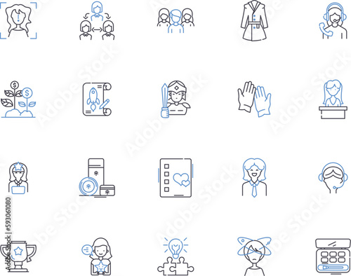 Femenism outline icons collection. Feminism, Activism, Gender, Equality, Liberty, Rights, Identity vector and illustration concept set. Social, Inequality, Solidarity linear signs