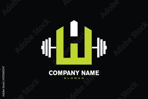Gym House Logo Template Design with letter H.