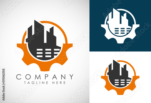 Industrial logo design concept. Corporate logo for production or service and maintenance business.