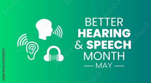 Better Speech and Hearing Month background or banner design template celebrate in may. Better Hearing and Speech Month background