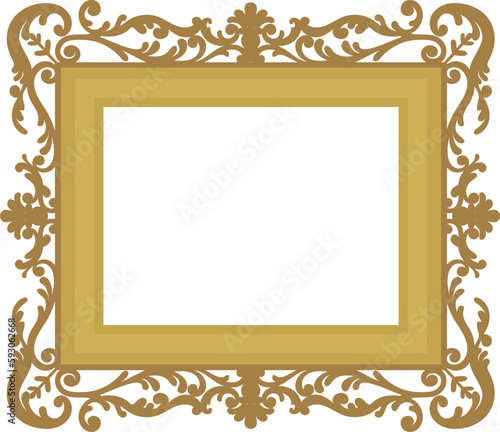 ornate gold vector frame on transparent background