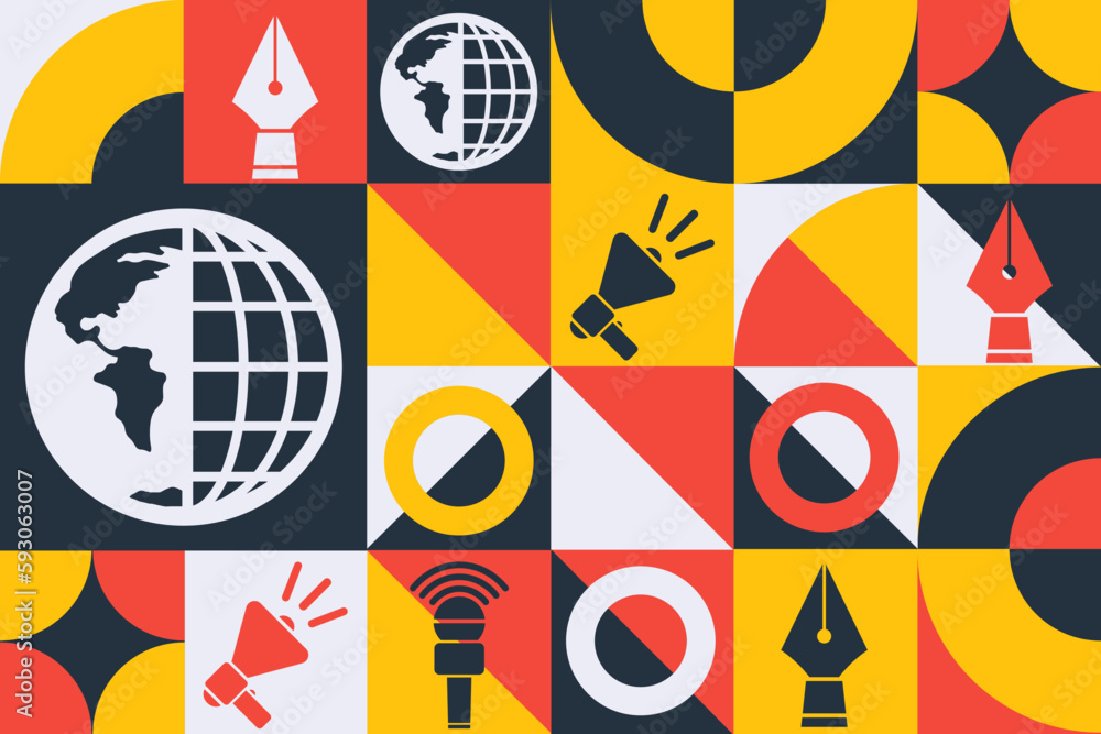 World Press Freedom Day. May 3. Seamless geometric pattern. Template for background, banner, card, poster. Vector EPS10 illustration. World Press Freedom Day. May 3. Seamless geometric pattern. Template for background, banner, card, poster. Vector EPS10 illustration.