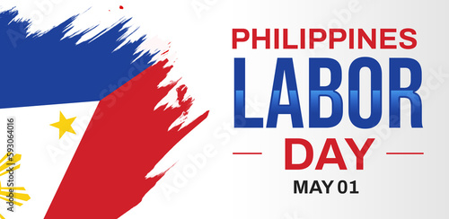 Philippines Labor Day wallpaper with flag and typography on the side. Labor Day of Philippines. cover design backdrop