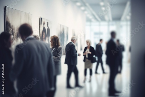 motion blurred motion blur people on an exhibition, generative ai © davello