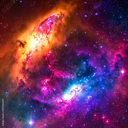 Fototapete A breathtaking view of the majestic space with its galaxies and nebulae