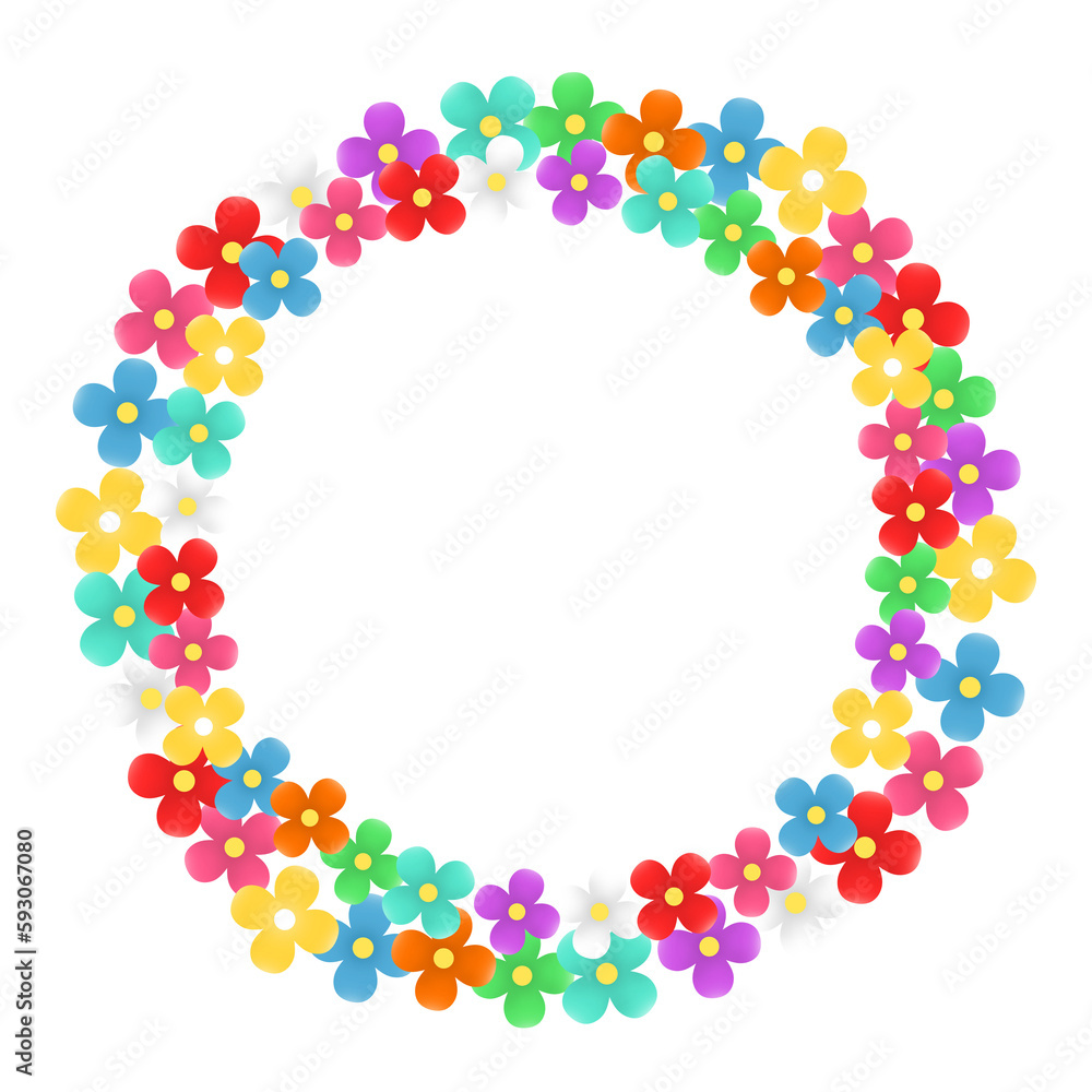 multi colored flower frame circle and garland