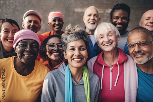 senior fitness woman man lifestyle active sport exercise healthy fit retirement happy adult gym, created using  generative AI technology