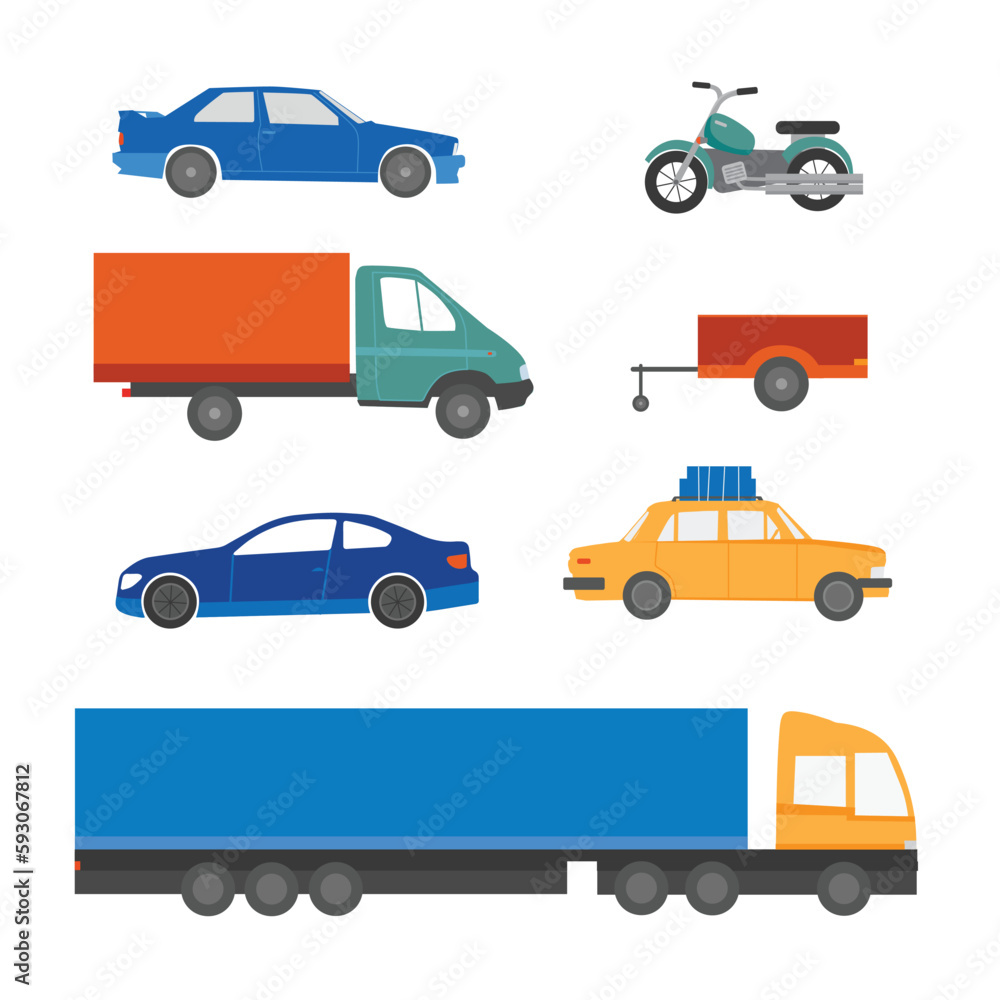 Transportation set. Vector cars illustration on white background.