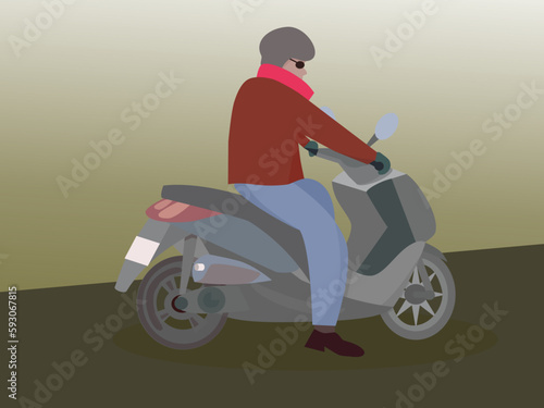 an illustration person on scooter
