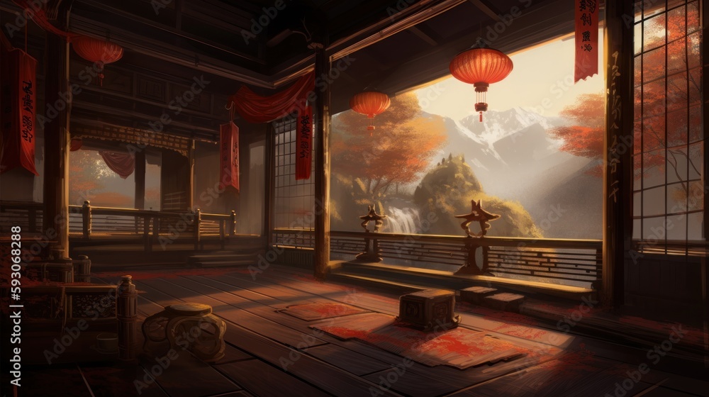 Naklejka premium Samurai Gaming Art Game Environments Background