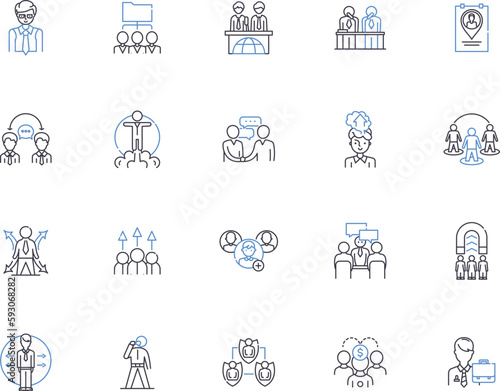 Male business outline icons collection. Males, Business, Entrepreneurs, Executives, Managers, Professionals, Leaders vector and illustration concept set. Investors, Consultants, Clients linear signs