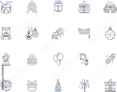 Celebrating people outline icons collection. Commemorate, Salute, Commend, Admire, Honour, Appreciate, Praise vector and illustration concept set. Cherish, Congratulate, Revere linear signs