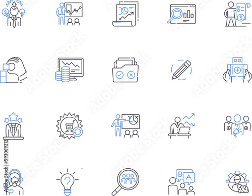 Project outline icons collection. Project, Planning, Task, Management, Goal, Outcome, Activity vector and illustration concept set. Design, Structure, Strategy linear signs