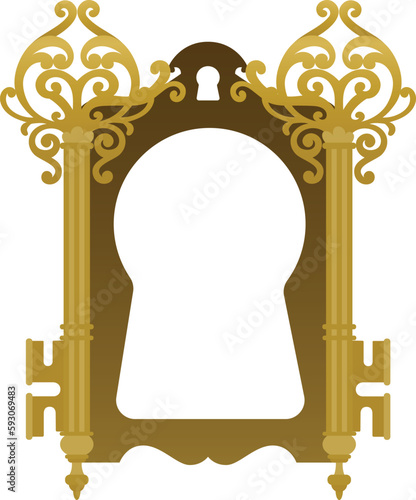 ornate gold vector frame on transparent background