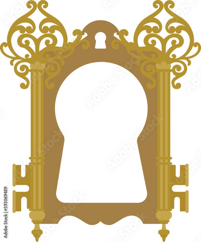 ornate gold vector frame on transparent background