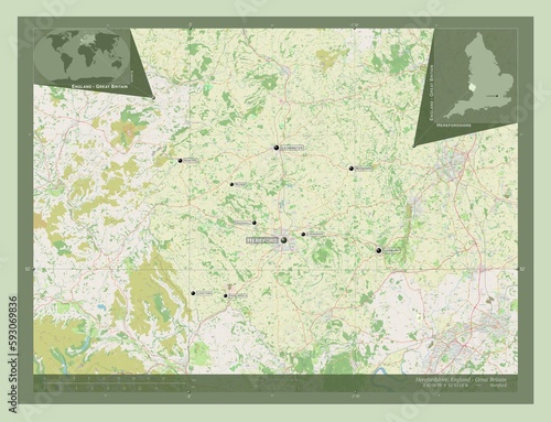 Herefordshire, England - Great Britain. OSM. Labelled points of cities photo