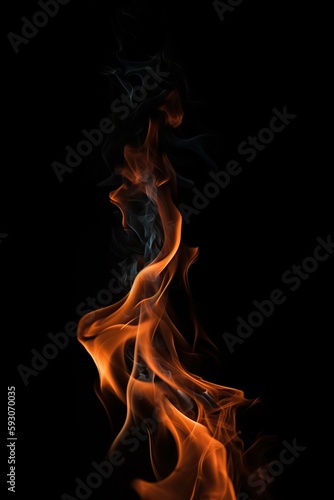 fire on a distinct black background, Generative AI © 016Graphics