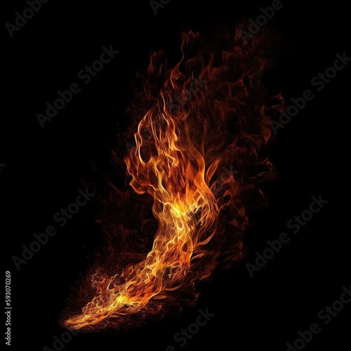 Flames on a distinct black background, Generative AI © 016Graphics