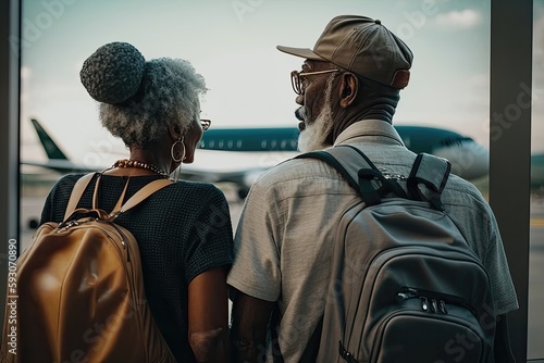 Senior couple with gray hair traveling. They are having vacation in Italy. Created with generative AI © Barbara