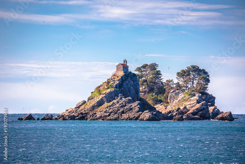 Church on the rock on Katic islet in Petrovac view photo