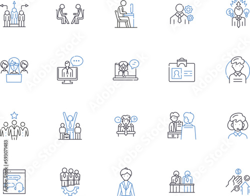 Career outline icons collection. Job, Career Path, Vocation, Profession, Livelihood, Employment, Occupation vector and illustration concept set. Calling, Line, Industry linear signs