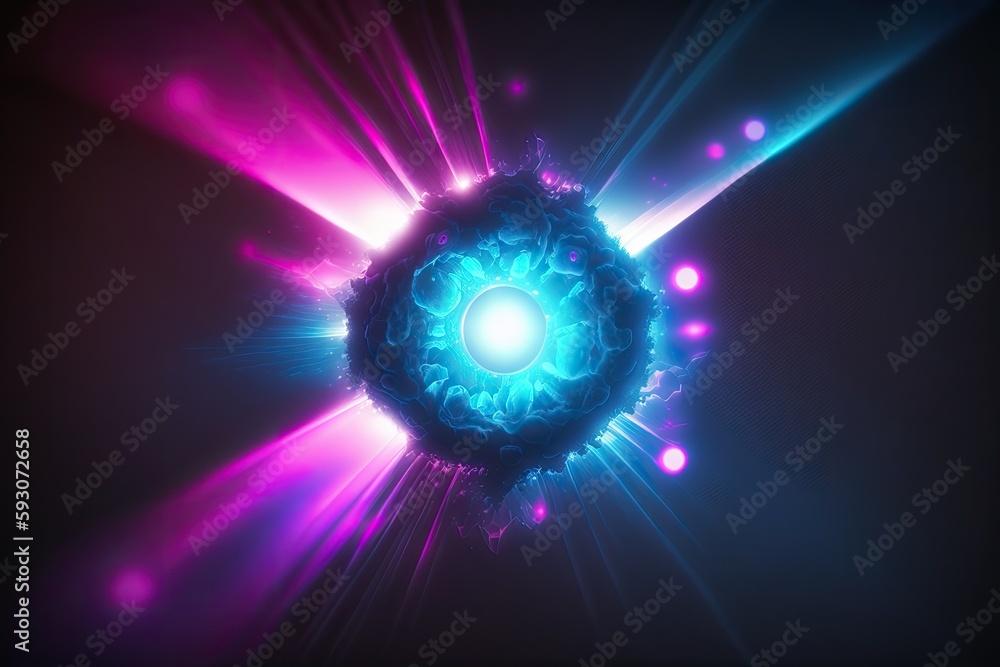 tinted lens flare futuristic setting UV fluorescent lighting that is fuzzy. bright blue, pink, and defocused light on a dark, abstract background. Generative AI tinted lens flare futuristic setting UV fluorescent lighting that is fuzzy. bright blue, pink, and defocused light on a dark, abstract background. Generative AI