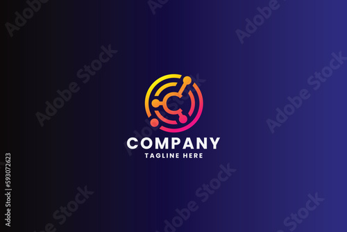 Crypto Tech Letter C Pro Logo Template
