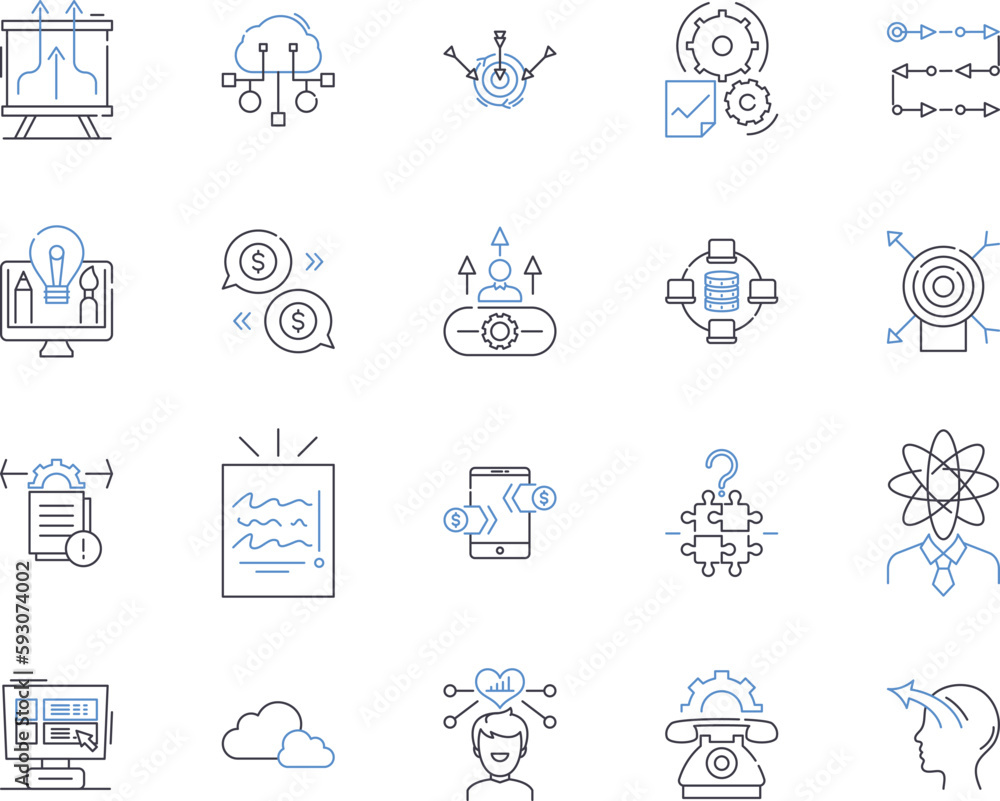Organizational development outline icons collection. Organization ...