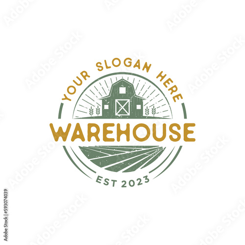 warehouse logo with vintage design concept for agriculture