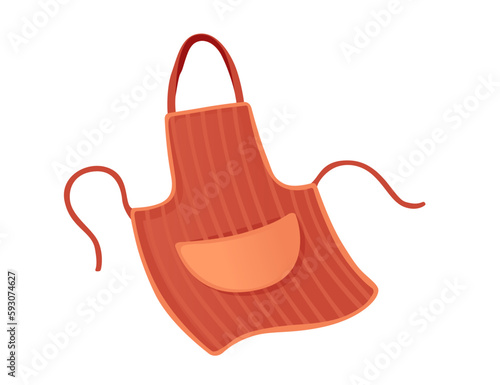 Red textile apron with pocket vector illustration isolated on white background