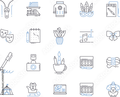 Creative people outline icons collection. Inventive, Artistic, Original, Imaginative, Innovative, Resourceful, Expressive vector and illustration concept set. Visionary, Creative, Perceptive linear