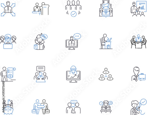 Personal growth outline icons collection. Development, Progress, Improvement, Expansion, Strengthening, Transformation, Advancement vector and illustration concept set. Augmentation, Amplification