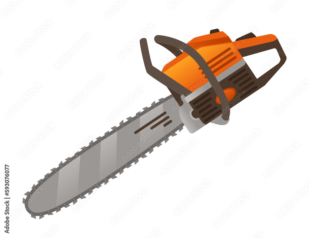 Gasoline chainsaw tool vector illustration isolated on white background
