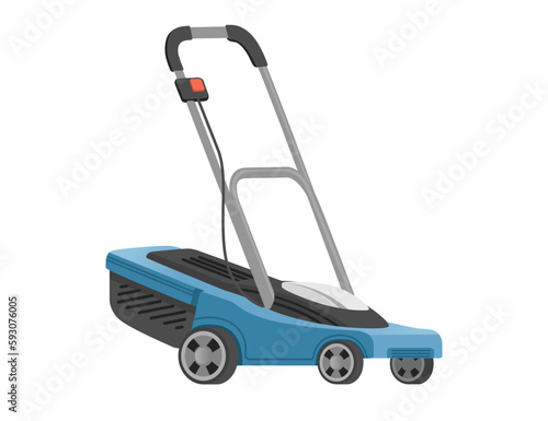 Lawn mower machine grass cutter gardening tool vector illustration isolated on white background