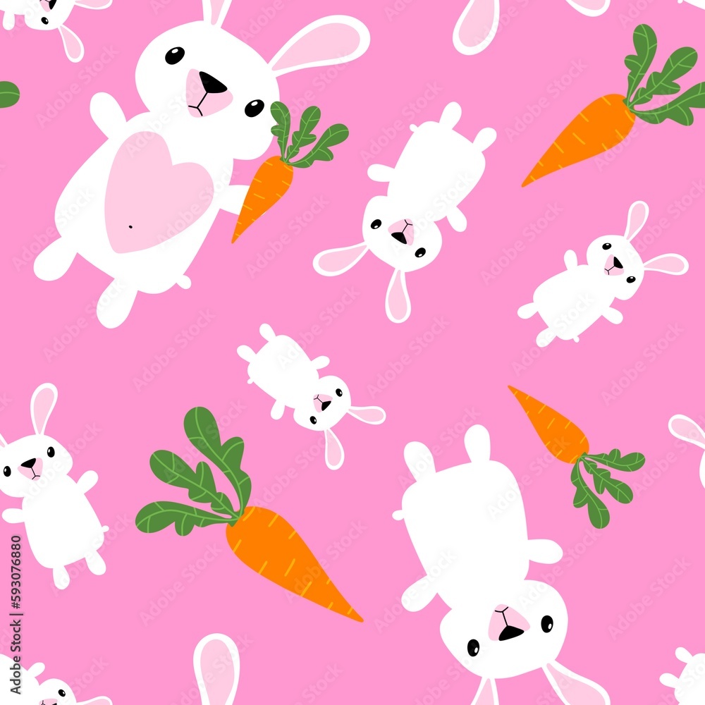 Cartoon animals seamless Easter eggs and rabbit and paint bunnies pattern for wrapping paper and kids clothes print Cartoon animals seamless Easter eggs and rabbit and paint bunnies pattern for wrapping paper and kids clothes print