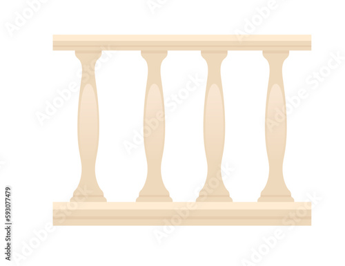 White marble balustrade vector illustration isolated on white background