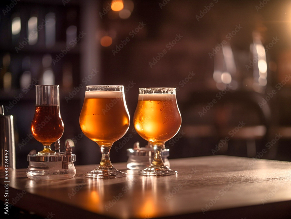 glass of beer on table glass of beer on table
